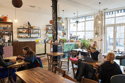 People sat in a cafe